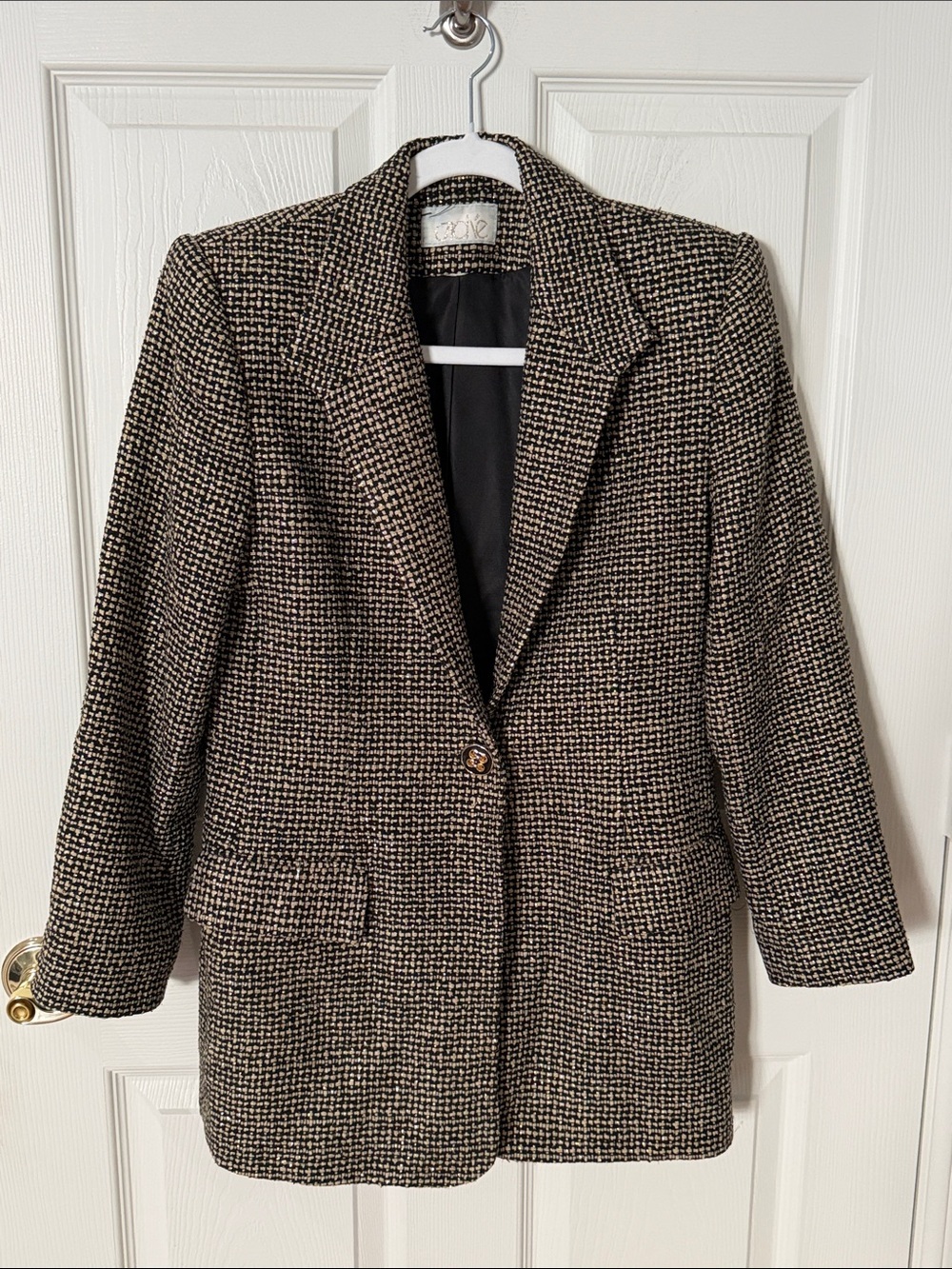 Vintage cache Classic Women's gold Tweed Blazer Jacket medium